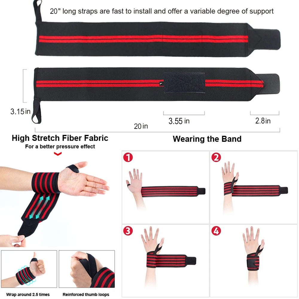 Fitness Wrist Wraps Weight Lifting Gym Wrist Straps Cross Training Padded Thumb Brace Strap Power Hand Support Bar Wristband