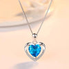 Anti-allergic Real 925 Silver Pink Heart Crystal CZ Pendant&Necklace Women Romantic Wedding Jewelry With 45cm Chain &Gift Bag