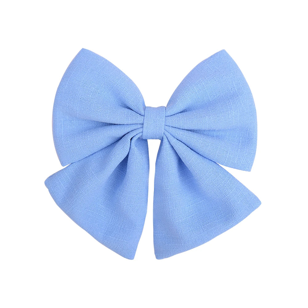 1Pcs Solid Color Cotton Hair Bows With Clip For Children Girls Handmade Hairpins Barrettes Headwear Kids Hair Accessories Gifts