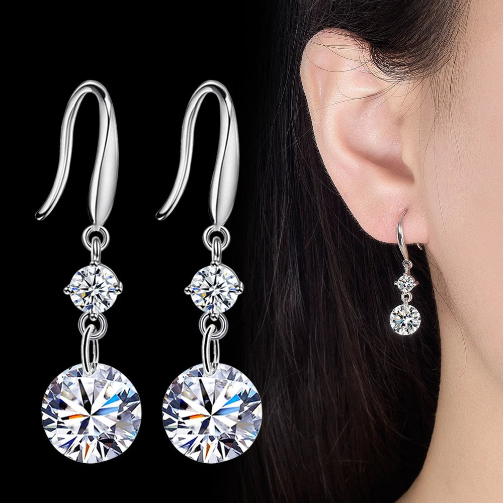 Fanqieliu 925 Silver Needle Crystal Zircon Jewelry Fashion Drop Earrings For Women New FQL23538