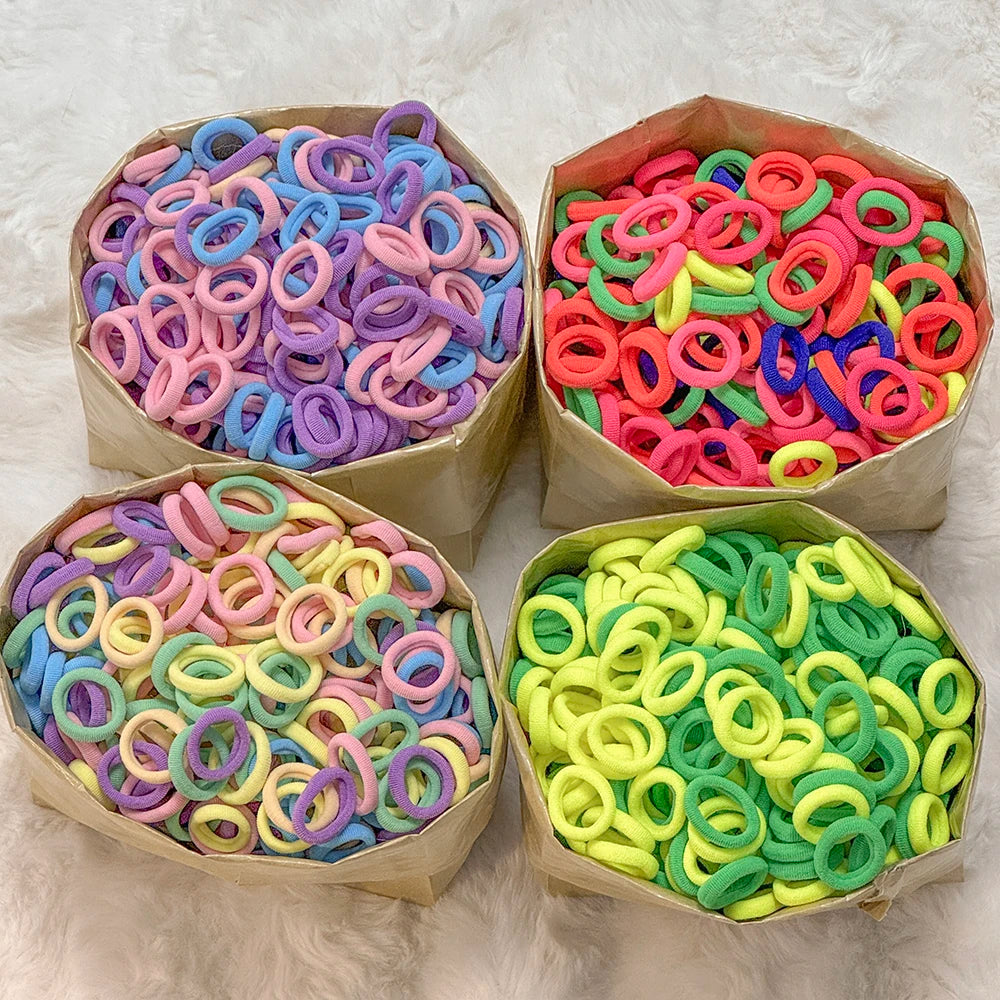50/100/300Pcs Ealstic Basic Nylon Hair Ties for Girls Ponytail Hold Scrunchie Rubber Band Kid Fashion Hair Band Accessories
