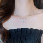 Load image into Gallery viewer, Fashion Retro Angel Wing Necklace Light Luxury Micro-set Pendant Simple Design Stainless Steel Clavicle Chain Gift
