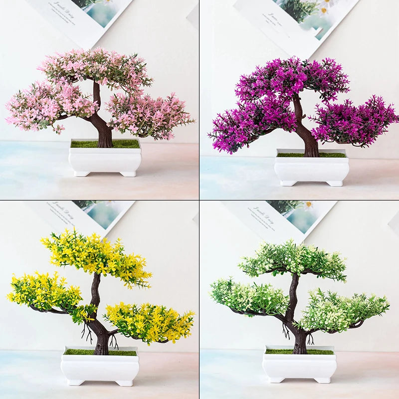 Artificial Plants Bonsai Small Tree Pot Fake Plant Flowers Potted Ornaments For Home Festival Wedding Decoration Accessories