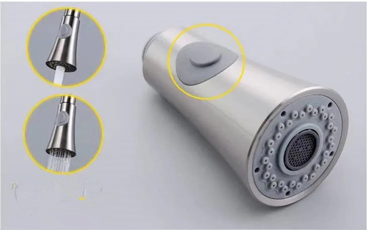 G1/2 Kitchen Pull Out Faucet Head Chrome Shower Nozzle Sprayer Bathroom Sink Tap Replacement Accessory Male Threads Head Aerator