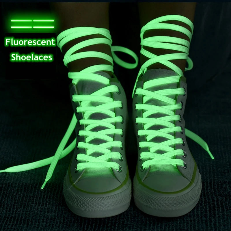 New 1 Pair Luminous Shoelaces Flat Sneakers Canvas Shoe Laces Glow In The Dark Night Color Fluorescent Shoelace 80/100/120/140cm