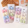 4Pcs/set Candy Colored Hair Clip Set for Girls Double Layered Bow Cute Bangs Hair Pin Cotton Safe Kids Baby Hair Accessories