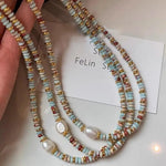 Load image into Gallery viewer, Retro Handmade Woven Natural Stone Beadeds Chain Pearl Pendant Necklace Bracelet Accessories for Women Fashion Jewelry Set Gifts
