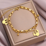 Load image into Gallery viewer, Stainless Steel Bracelets Cute Cartoon Anime Bow Mouse Pendant Bells Beads Layer Chain Bracelet For Women Jewelry Party Gifts
