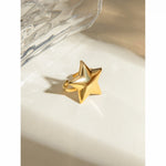 Load image into Gallery viewer, 18K PVD Plated Light Cozy Stainless Steel Geometric Smooth Convex Pentagram Open Ring Trendy Women Premium Statement Jewelry
