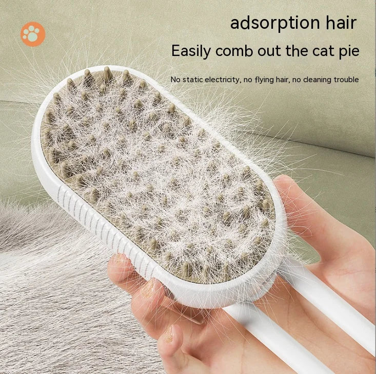 New Pet Spray Comb for Cats and Dogs Pet Electric Spray Hair Removal Comb One Key Spray Anti-Flying Massage Brush, Clean Massage