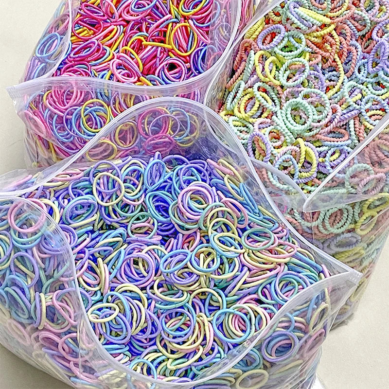 100Pcs/lot Elastic Nylon Rubber Band for Kids Colorful Hairband Hair Accessories Child Hair Ring Head Rope Scrunchies Wholesale