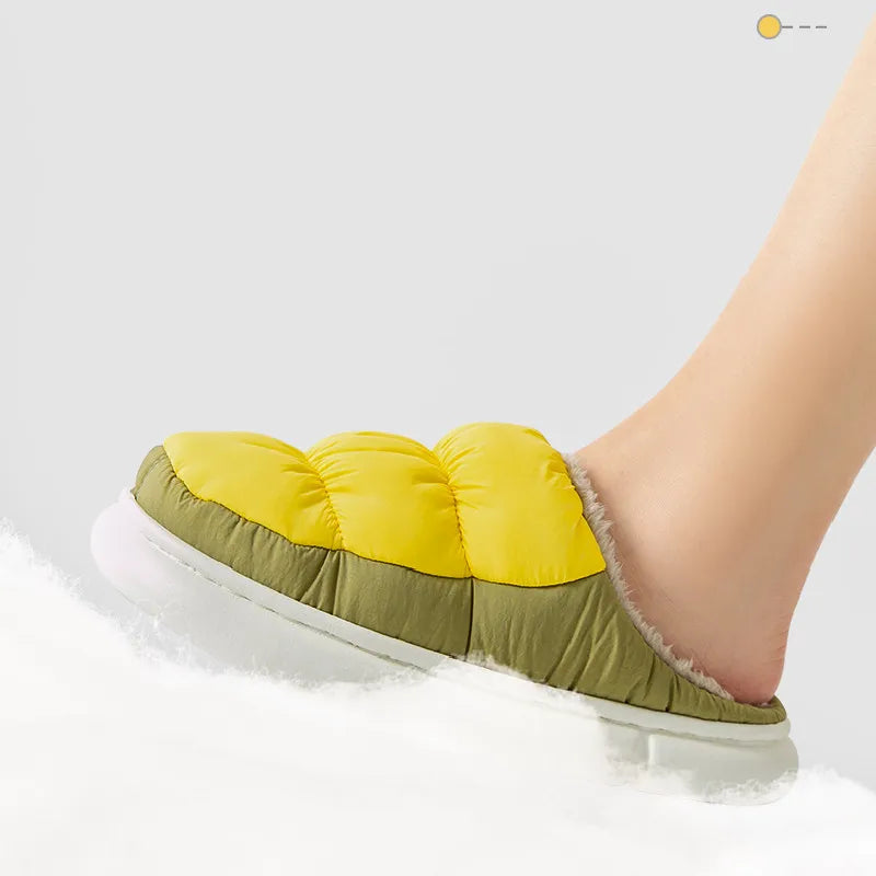 New Women Men Slippers Winter Warm Plush Waterproof Thick Sole Shoes Casual Flats Home Couples Non Slip Soft Furry Slides