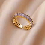 Load image into Gallery viewer, Fashion Luxury Zircon Charm Baguette Cubic Zirconia Wedding Rings For Women Gold Color Open Finger Ring Party Jewelry Gift
