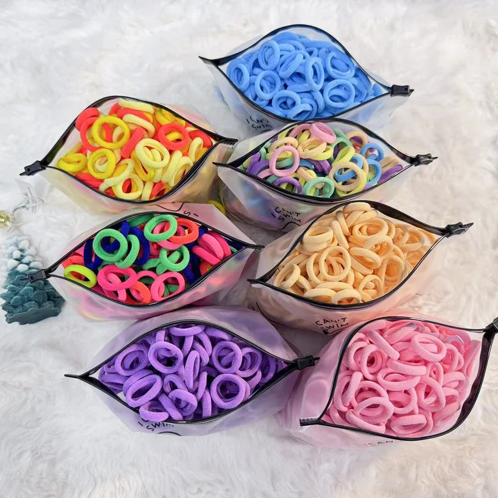 50/100/300Pcs Ealstic Basic Nylon Hair Ties for Girls Ponytail Hold Scrunchie Rubber Band Kid Fashion Hair Band Accessories