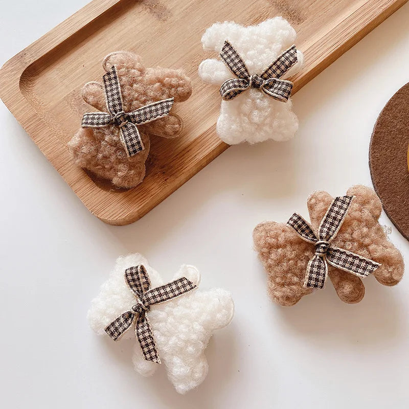 2pcs Toddlers Bear Cute Hair Pins for Children Kids Babies Handmade Girls Hair Clips Fashion Hair Accessories Barrettes Headwear