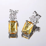 Load image into Gallery viewer, Huitan Big Square Yellow Cubic Zirconia Earrings for Women Silver Color Exquisite Female Earrings Wedding Party Jewelry Dropship

