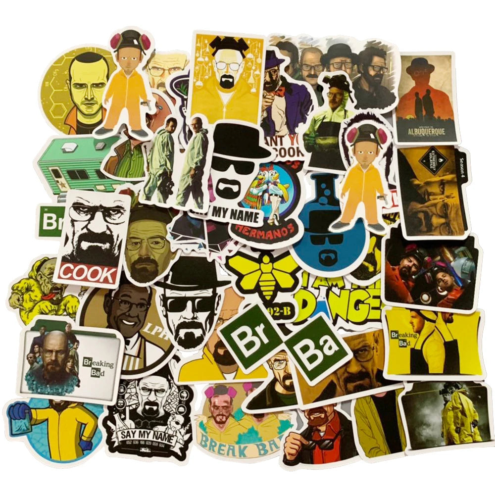 10/30/50pcs Breaking Bad TV Show Stickers PVC Waterproof Toy Graffiti  Kid Stickers Skateboard Guitar Suitcase Luggage Car Decal