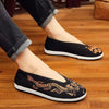 Old Beijing Cloth Shoes Men Soft Sole Chinese Embroidery Male Shoes Chinese Style Yellow Black Dragon Round Mouth Loafer Shoes