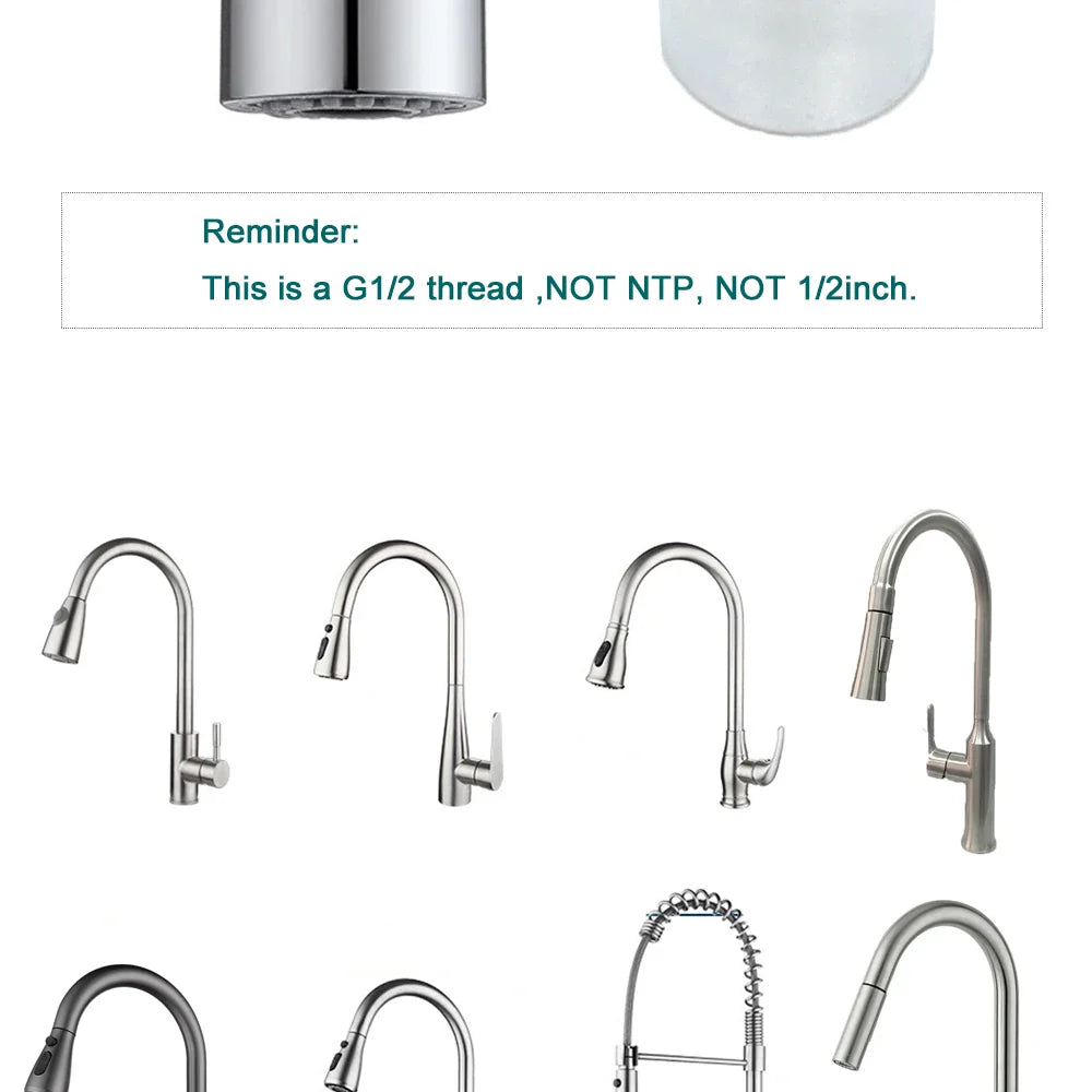 Kitchen Faucet Sprayer Nozzle Pull Out Shower Spray Head G1/2 Tap Accessory Replacement Black Golden Head Aerator Nozzle