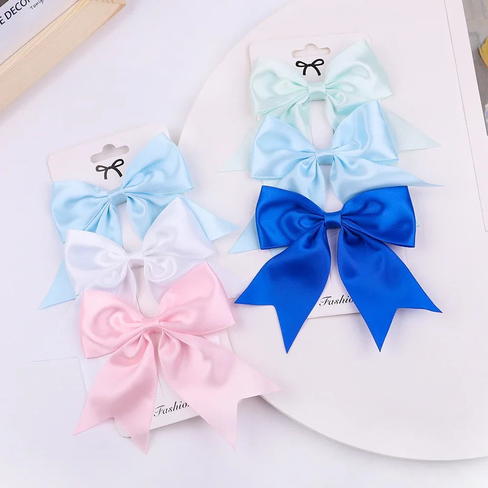 2/3Pcs Lovely Solid Color Ribbon Bows Hair Clip for Kids Girls Hairpins Barrettes Handmade Baby Headwear Kids Hair Accessories