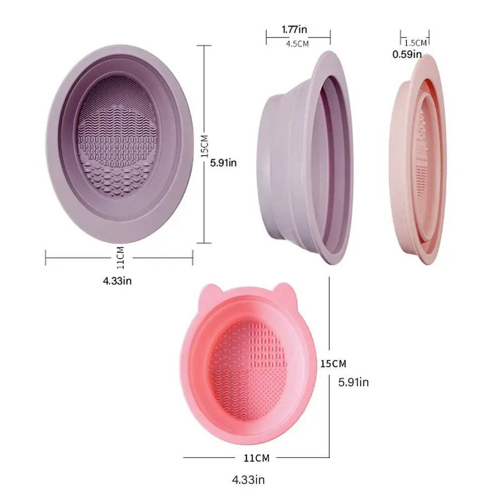 Silicone Makeup Brush Cleaning Bowl Foldable Cosmetic Brush Cleaner Makeup Brush Cleaning Mat Cosmetic Holder Beauty