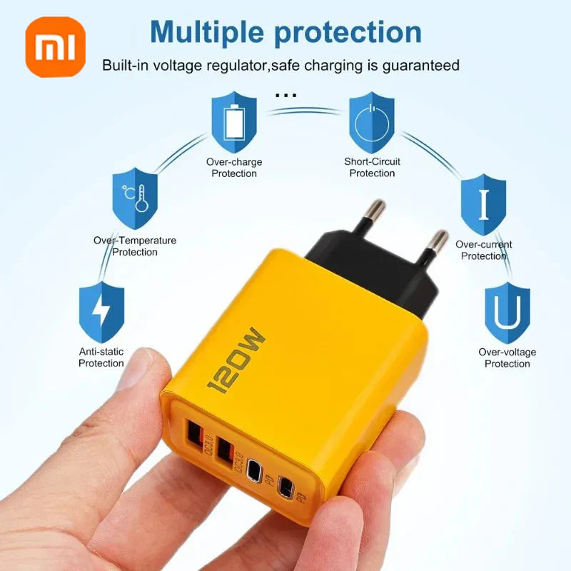 Xiaomi 120W Fast Charger Type-C PD Fast Charging charger Quick Charge USB 3.0 Charger Adapter EU/US For iPhone Samsung Xiaomi