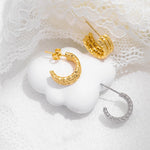 Load image into Gallery viewer, C-shaped Starry Earrings for Women, Exquisite Surface Wrinkle Treatment Technology, Stainless Steel Material Jewelry
