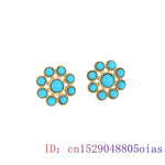 Load image into Gallery viewer, Turquoise Jade Earrings Charm 925 Silver Accessories Ear Studs Women Amulets Gemstone Natural Real Chinese Jewelry Talismans
