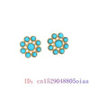 Turquoise Jade Earrings Charm 925 Silver Accessories Ear Studs Women Amulets Gemstone Natural Real Chinese Jewelry Talismans