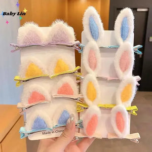 2pcs Cute Ears Hair Clips 3D Rabbit Bear Hair Pin for Baby Girls Kawaii Headwear Little Girls Kids Hair Accessories 2023 NEW