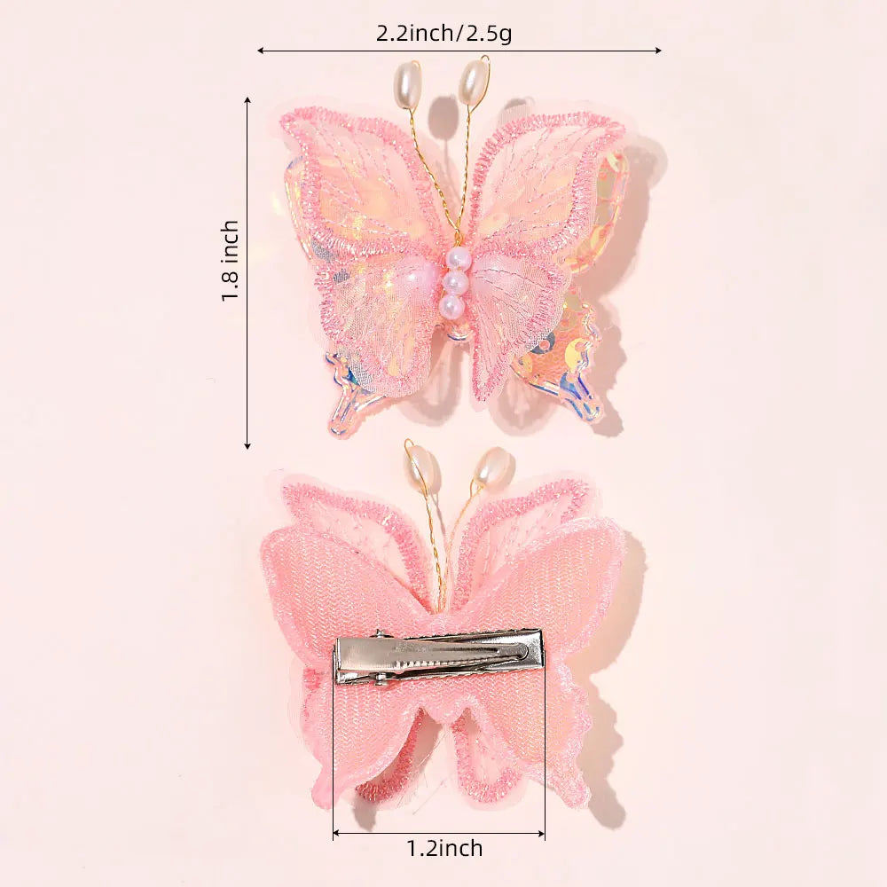2/6Pcs Colorful Butterfly Hairpins Girl Hair Clips Barrettes Women Sweet Hair Ornament Rainbow Headwear Fashion Hair Accessories