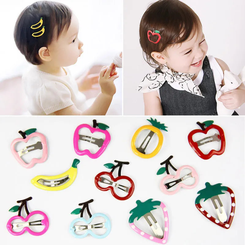 5PCS Children Sweetl Strawberry Banana BB Hair Claw Side Clips for Girls Kids Fruits Hairpin Headwear Ornament Hair Accessories