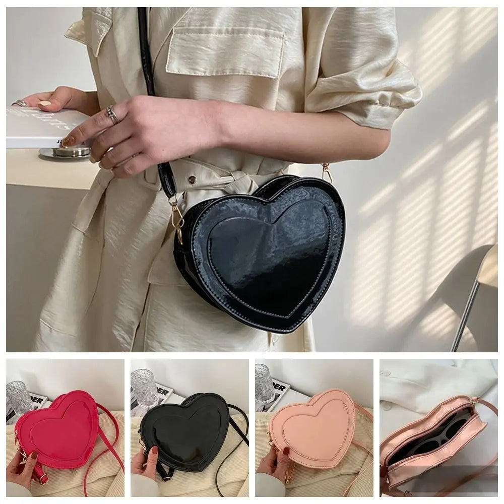 Pink Peach Heart Shaped Handbags Love Heart Adjustable Shoulder Strap Heart Shaped Coin Purses Shoulder Bag Pu Leather