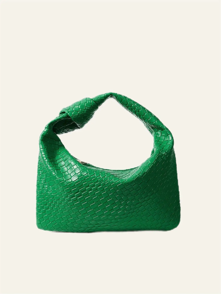 Women's high-end solid color woven texture PU crescent handbag, suitable for dates, parties, outings, shopping, weddings