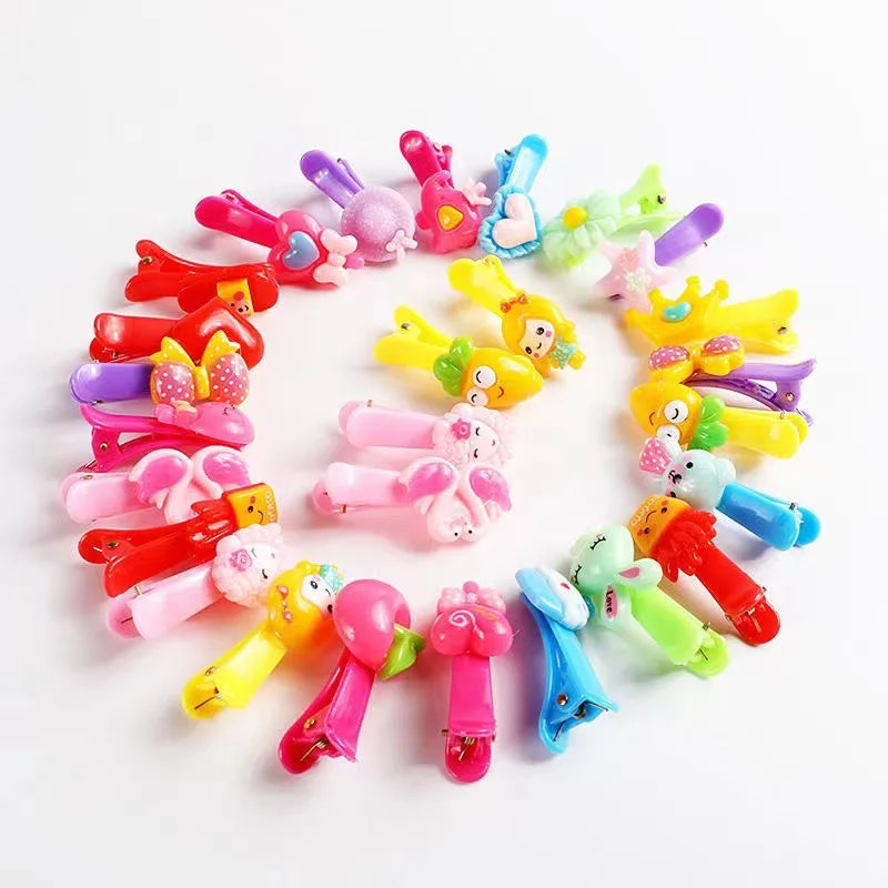 20Pcs/Lot Children Hair Accessories Cartoon Animal Fruit Flower Hairpin Cute Kids Headwear Duckbill BB Hair Clip Girls Headdress