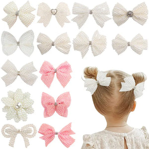 Sweet Pearl Hair Clips For Girls Fashion Hair Ornament Clips Barrettes Layers Bling Rhinestone Hairpins Kids Hair Accessories