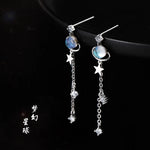 Load image into Gallery viewer, CIAXY Silver Color Star Earrings for Women Blue Space Universe Planet Zircon Circle Long Earrings Korean Fashion Jewelry
