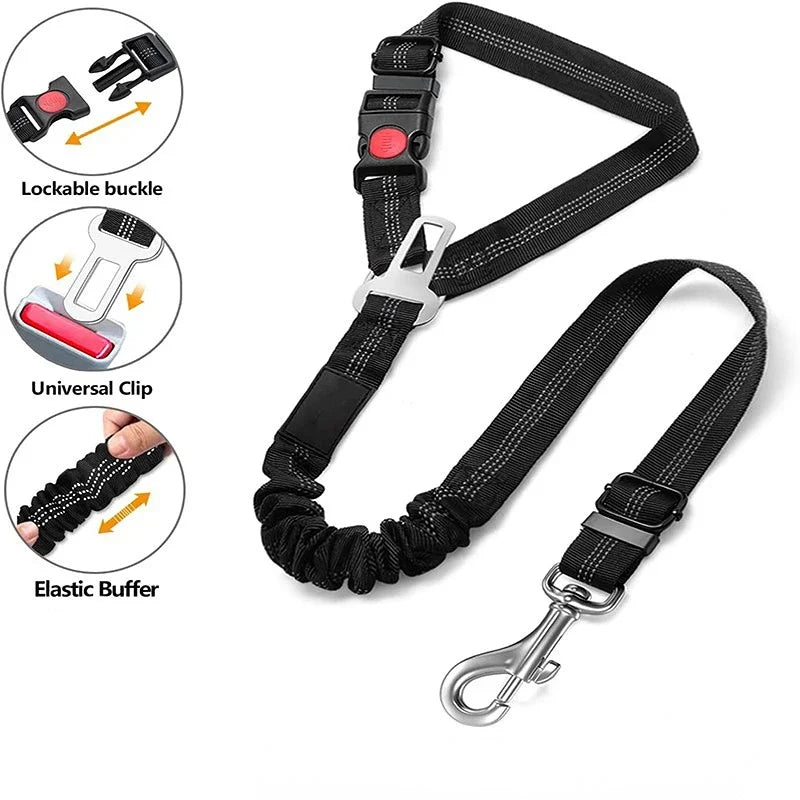 Solid Anti-shock Two-in-one Dog Harness Leash Pet Car Seat Belt with Clip Backseat Safety Belt  Kitten Collar Pet Accessories