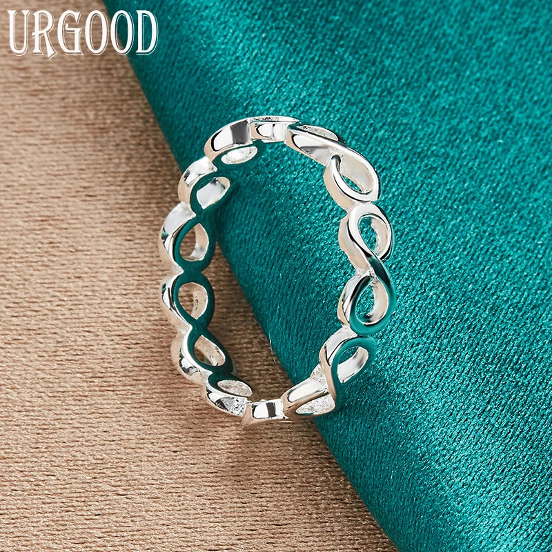 925 Sterling Silver Hollow Number 8 Ring For Women Man Party Engagement Wedding Romantic Fashion Jewelry Gift
