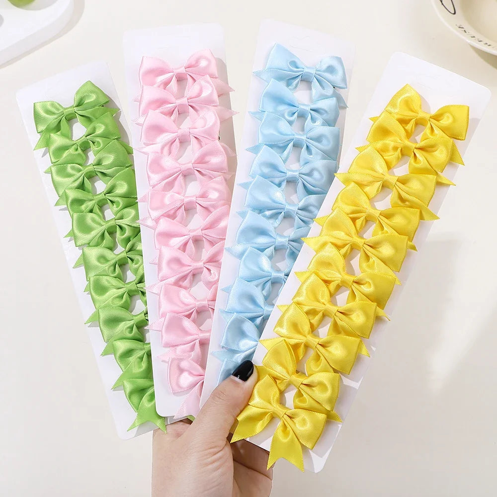 10Pcs/Set Cheer Bow Solid Ribbon Hair Clips Pin for Girl Handmade Bows Hairpin Barrettes Children Headwear Kids Hair Accessories