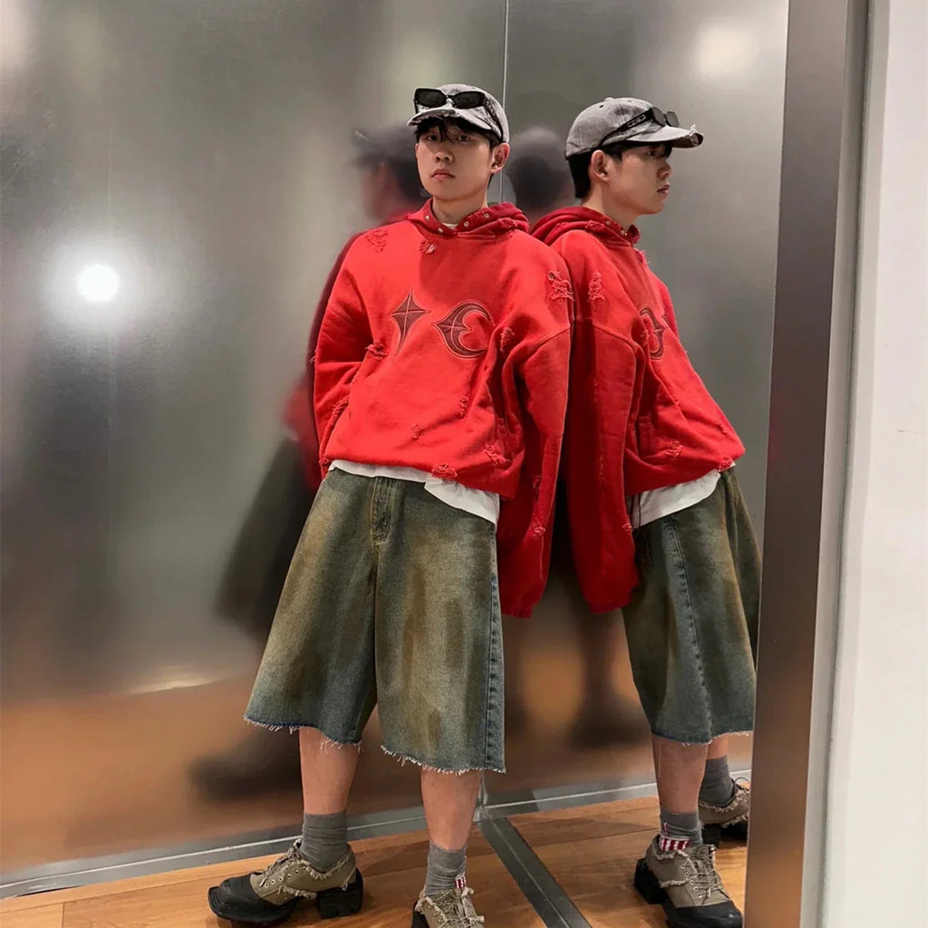 Yao888 THUG CLUB Fashion Luxury Brand High Quality Hooded Men Tops Streetwear Vintage Oversize HipHop Pullover Hoodies For Men