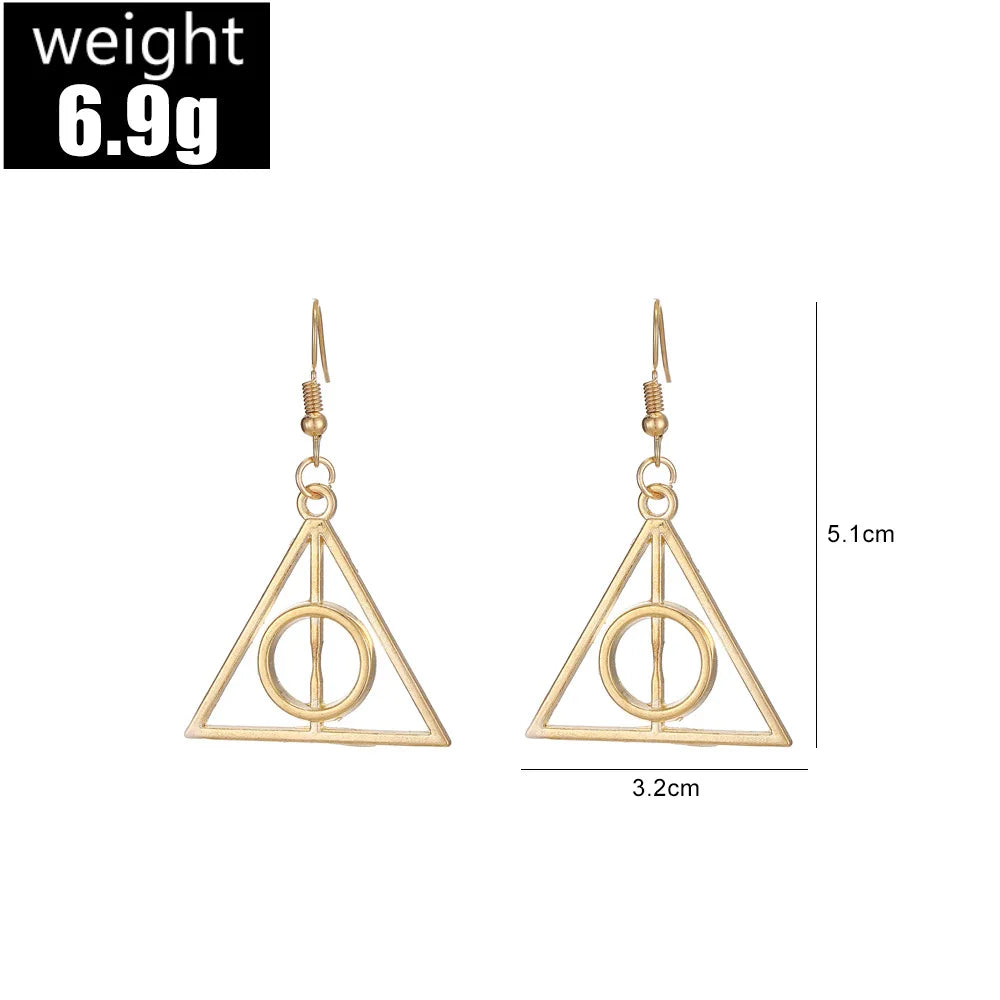 Geometric Triangle Pyramid Earrings for Women Simple Design Deathly Hallows Drop Earrings Vintage Jewelry