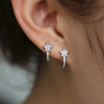Load image into Gallery viewer, Huitan Fancy Star Hoop Earrings for Women Paved Dazzling Cubic Zirconia Fashionable Female Earrings Daily Wear Statement Jewelry
