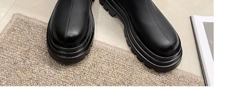 Round Toe Women's Rubber Boots Shoes Boots-Women Winter Footwear Flat Heel Chelsea Zipper Rain High Heel Autumn Ladies 2023 Loli