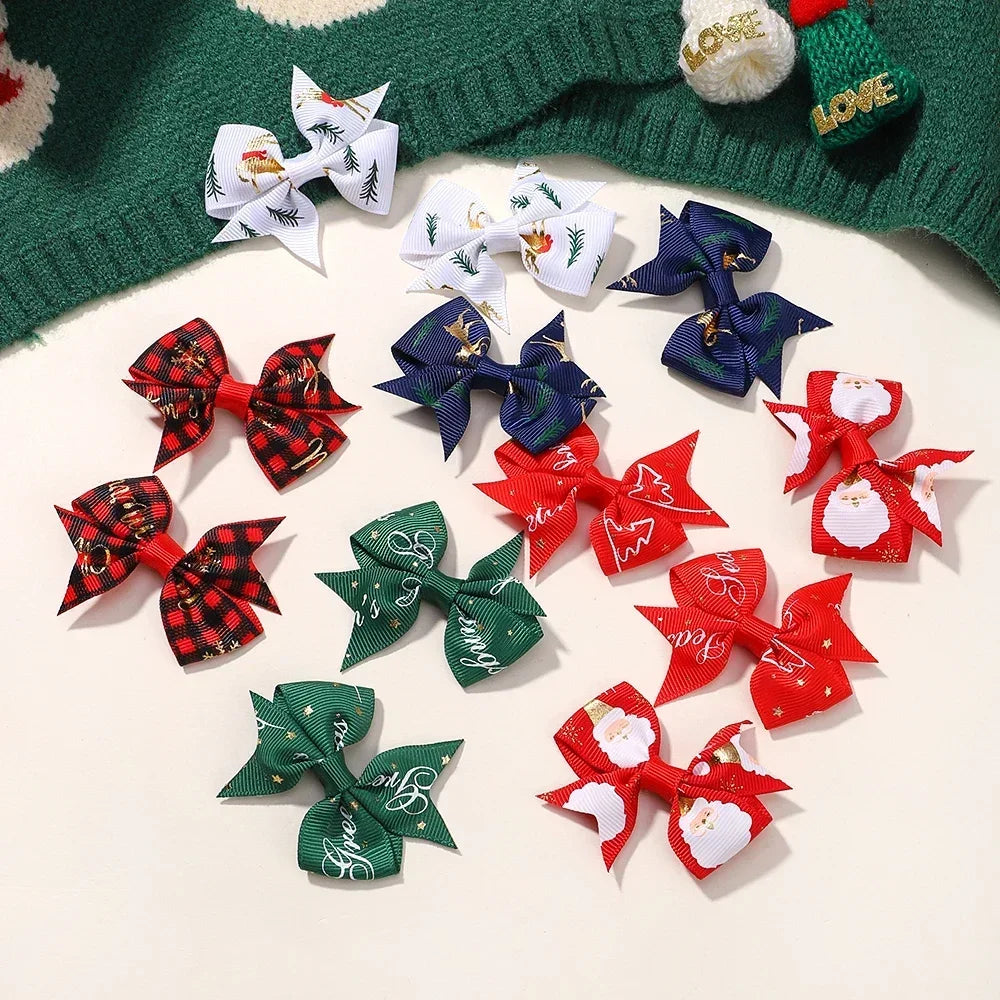 Christmas Hairclip New Year Party Hair Bows for Baby Girl Hair X'mas Santa Deer Decorations Kids Hairpins Hair Accessories Gifts