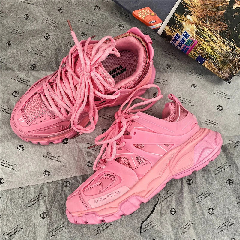 Brand Design Black Gray Women Sneakers Fashion New Men's Chunky Sneakers Lovely Pink Dad Shoes Trendy Girls Boys Casual Shoes