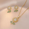 Stylish and Beautiful Rhinestone Sunflower Pendant Necklace and Earrings Set Women's Necklace Perfect Gift for Girls Ladies