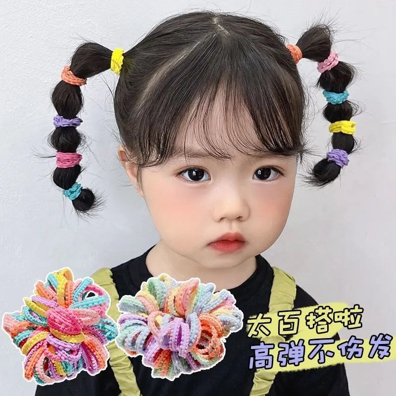 50/5pcs Colorful Flower Hair Ties Girls Kids Elastic Rubber Band Headband Scrunchie Sweet Rope Ponytail Holders Accessories