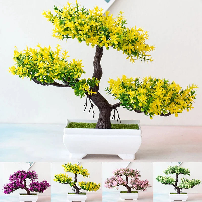 Artificial Plants Bonsai Small Tree Pot Fake Plant Flowers Potted Ornaments For Home Festival Wedding Decoration Accessories