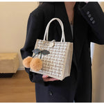 Load image into Gallery viewer, Retro Braided Pattern Jute Tote Bag Large Capacity Grocery Bag Women Handbag Beach Organizer Portable Shopping Bag Lunch Bag
